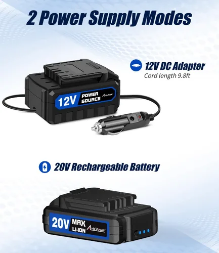 Vista 3 de AVID POWER Inflador de neumáticos, compresor de aire portátil, bomba de neumáticos inalámbrica de 20 V, bomba de aire recargable para neumáticos