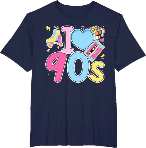 Vista 69 de I Love 90's Retro Style Nostalgia Vibe Funny 1990's Party T-Shirt Negro