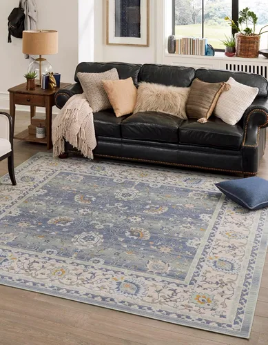 Vista 25 de Unique Loom Whitney Collection - Alfombra tradicional con borde (7 pies x 7 pies octagonal, gris nube)