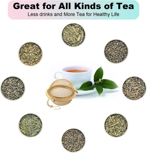 Vista 6 de Luckyiren Infusor de bola de té con cadena; filtro de filtro de té de malla fina de acero inoxidable de alta calidad, colador de colador, tamiz