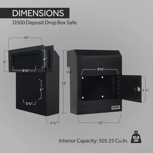 Vista 7 de Durabox Caja Fuerte de Depósito de Buzón a Través de la Puerta 12 x 6 x 15 pulgadas - Buzón de Acero Resistente con Cerradura para Recibir Correo