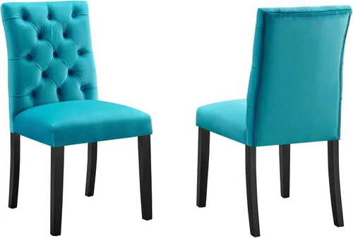Vista 11 de Modway Duchess Performance Velvet - Juego de 2 sillas de comedor, color coñac