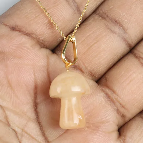 Vista 2 de GEMHUB Colgante de cristal de hongo Cristales y piedras curativas Colgante de hongo de piedras preciosas para mujeres y niñas, regalos de joyería