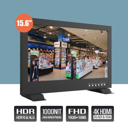 Vista 2 de LILLIPUT Monitor PVM150S 4K HDMI/SDI de 15.6", 1920x1080, 1000cd/m2, HDR10, monitor de seguridad para CCTV Full HD
