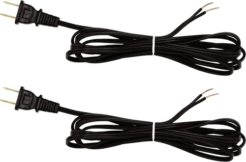 Vista 5 de Creative Hobbies Cable de lámpara negro de 8 pies de largo, SPT-1, calibre 18, cable de alimentación con certificación UL para reparación
