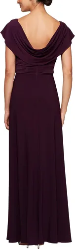 Vista 2 de Alex Evenings Vestido largo de talla grande con cuello vuelto acampanado para mujer