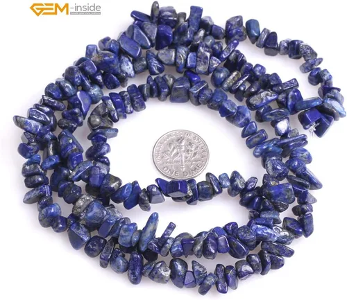 Vista 5 de GEM-Inside - Cuentas sueltas de lapislázuli de 7 a 0.315 in, piedras preciosas para hacer joyas, 33.9 in
