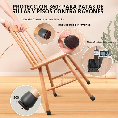 Vista 3 de Ezprotekt 24 piezas de protectores redondos de silicona para patas de silla para suelos de madera, almohadillas de fieltro para muebles, tapas