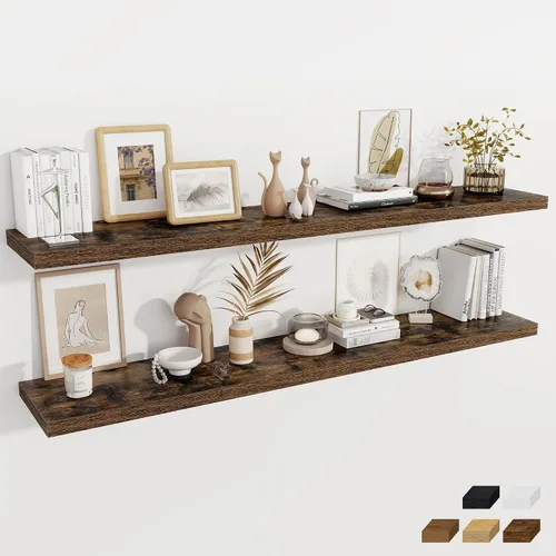 Vista 10 de Fun Memories Pequeños estantes flotantes para pared, estantes cuadrados de pared de 8 pulgadas con soportes invisibles, estantes negros para baño