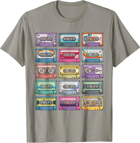 Vista 66 de Vintage Cassette Tapes Collection 80's 90's Music Mixtape T-Shirt Asphalt Grey