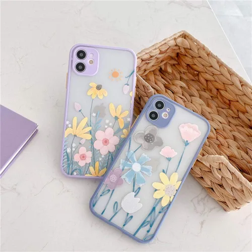Vista 7 de Ownest Funda compatible con iPhone 11 Pro Max para PC transparente esmerilado 3D floral para niñas y mujeres y funda protectora de TPU suave