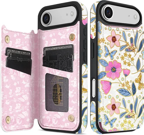 Vista 50 de NNH Funda tipo cartera compatible con iPhone Xs Max con bloqueo RFID, ranuras para tarjetas, folio de piel sintética, función atril, doble cierre