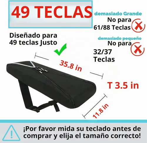 Vista 2 de Bolsa para teclado electrónico, funda para piano con correas ajustables, fácil de transportar