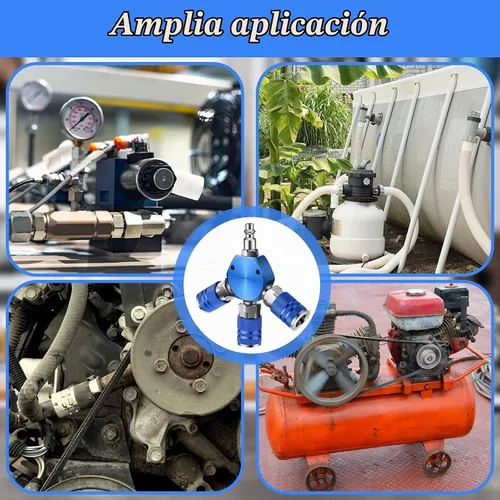 Vista 7 de 2 conectores de manguera de aire, accesorios de manguera de aire de 3 vías, accesorios de compresor NPT de 1/4 pulgadas, colector de resistencia