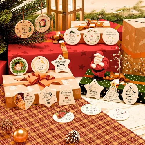 Vista 4 de Bemaystar Adornos de Navidad personalizados con foto 2025 – Adornos de Navidad personalizados con imagen y texto, decoración personalizada de árbol
