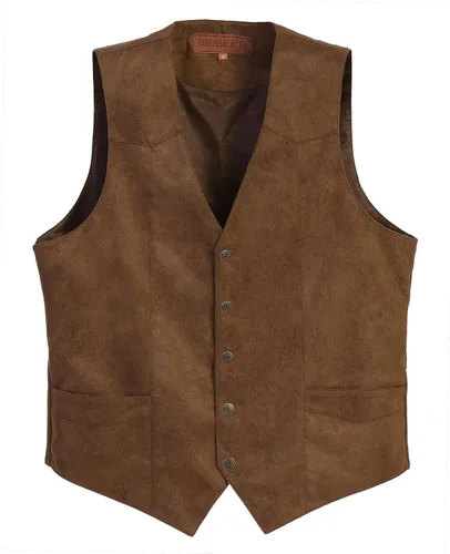 Vista 3 de Gioberti Chaleco de ante sintético de 5 botones para hombre Café