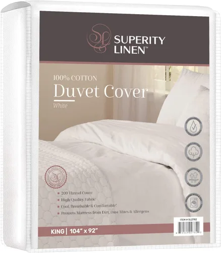 Vista 11 de Superity Luxurious Hotel Quality Funda de edredón tamaño individual – 100% algodón suave y cómodo – Diseñada para edredón tamaño individual – 200
