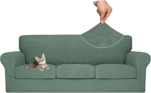 Vista 29 de MAXIJIN 2 piezas de fundas para silla con brazos, funda para silla de sofá para sala de estar, funda elástica para perros para una silla con 1 cojín