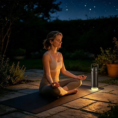 Vista 6 de Stainless Steel Water Bottle with Camping Lantern & Night Light