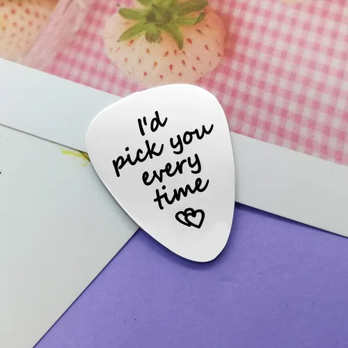 Vista 5 de I d pick you every time Guitar Pick - Regalo musical para él/ella, aniversario, Navidad, boda, San Valentín, regalo para hombres y mujeres, joyería
