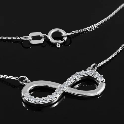 Vista 4 de Collar con colgante de oro blanco fino de 14 quilates con diamantes
