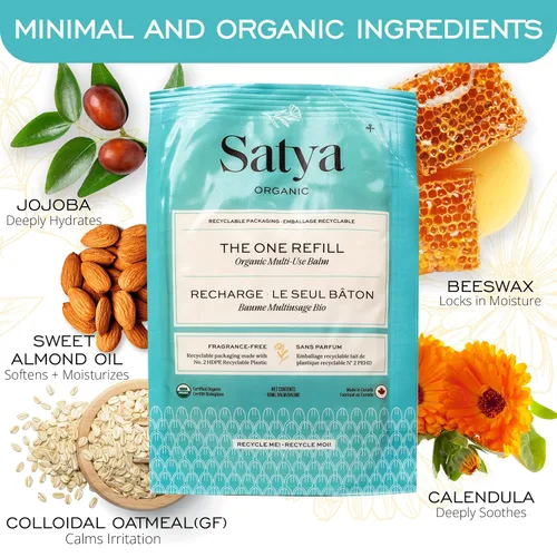 Vista 2 de Satya Organic All Over Body Balm - Llena tu propio/recarga - Recarga de loción en barra para todo tipo de piel - Hidratante de bálsamo facial