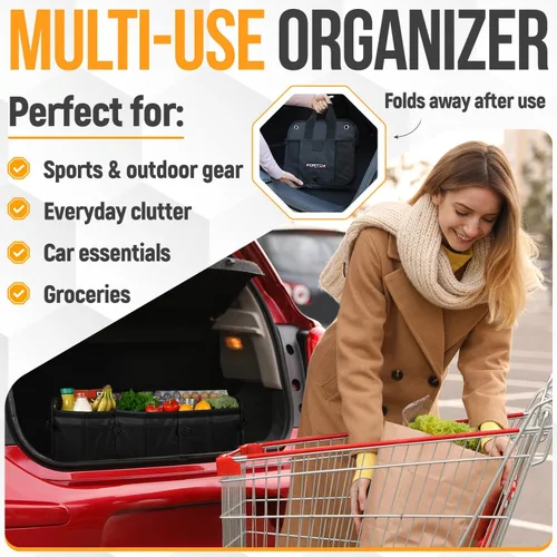 Vista 5 de FORTEM Organizador de maletero con enfriador para SUV, organizador y almacenamiento de automóvil, multicompartimento plegable, regalo de Navidad