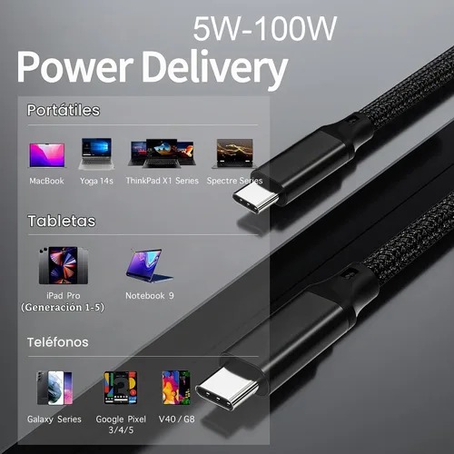 Vista 6 de Elfesoul - Cable USB C a USB C, cable USB-C 3.2 de 1.65 pies, 100 W, 4K UHD, 20 Gbps
