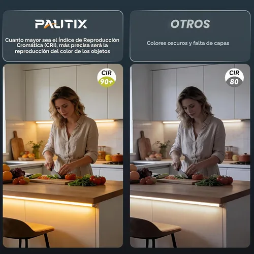 Vista 7 de PAUTIX Tira de luz LED COB de 5 mm 16.4 pies/5 m 3000K Blanco cálido 504 LEDs/m, Cinta LED flexible DC24V para gabinete Hogar Proyectos