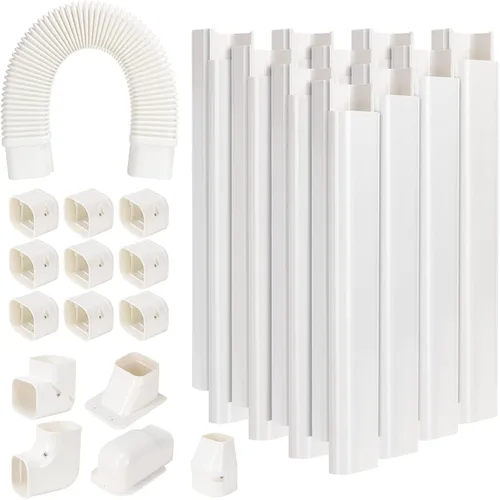 Vista 12 de 3" 7.5 ft Mini Split Line Set Cover, AC Lineset Cover Kit para Unidad Exterior Decorative PVC Paintable Line Cover Kit for Mini Split Air