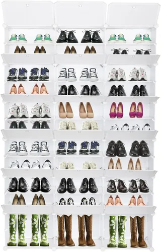 Vista 3 de Organizador de zapatos resistente caja de zapatos apilable que ahorra espacio, caja de zapatos transparente a prueba de polvo, caja de zapatos