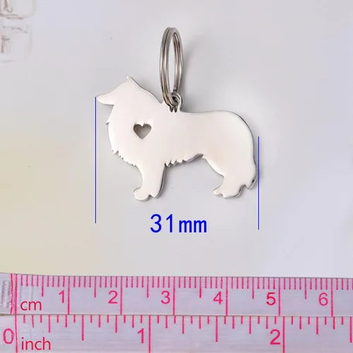 Vista 2 de Llavero de acero inoxidable con dije de perro llavero de metal para cachorros para mujeres y hombres joyería de coche bolso de mano colgante
