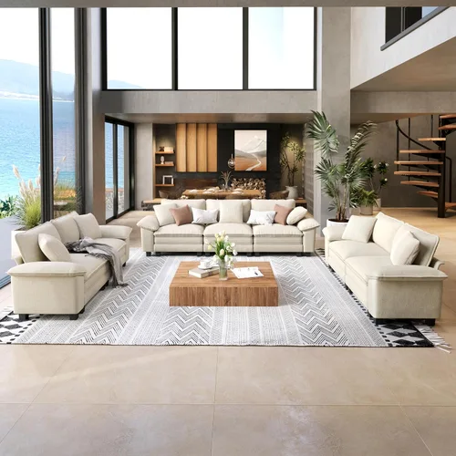 Vista 21 de SUNSHINE VALLEY - Juego de sofá de 2 piezas para sala de estar, sofá biplaza y sillón