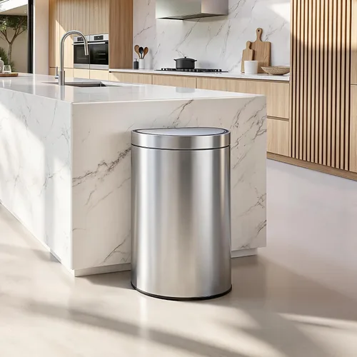Vista 2 de EKO Mirage - Bote de basura semicircular con sensor de movimiento, de 12.4 galones, grande, automático para cocina con compartimento desodorante