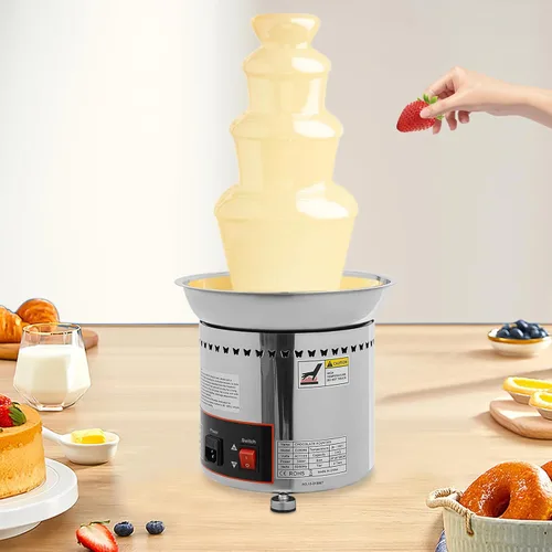 Vista 9 de Fuente de fondue de chocolate de 4 niveles, calentador eléctrico de acero inoxidable para derretir chocolate, máquina de fusión calentada, capacidad