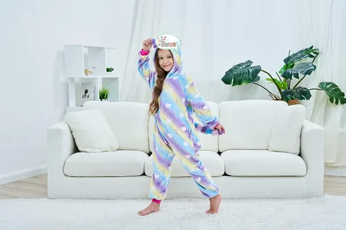 Vista 2 de Riverchan Kids Unicorn Onesie Animal Pajamas Halloween Cosplay Costume Sleepwear Gift for Girls and Boys