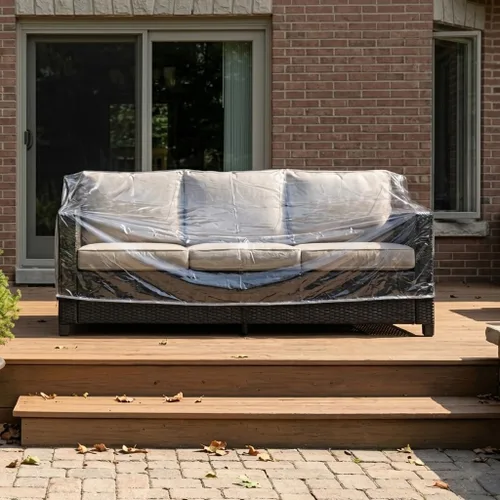 Vista 9 de LAMINET Cubierta para muebles de exterior de plástico impermeable resistente y transparente - Cubierta para mesa rectangular - Protección para 3