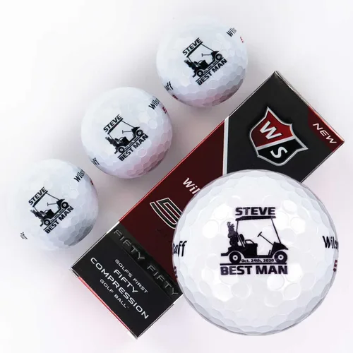 Vista 18 de Wilson - Funda de 3 pelotas de golf personalizadas para hombres, regalo de padrinos de boda, regalos para el padre de la novia, diseño personalizado