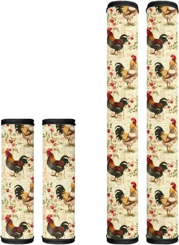 Vista 35 de Juego de 4 fundas protectoras de repuesto para manija de puerta de refrigerador con temática de té de la tarde para microondas, horno, refrigerador