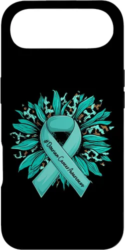 Vista 27 de Leopard Sunflower Teal Ribbon Ovarian Cancer Awareness Case for iPhone 16