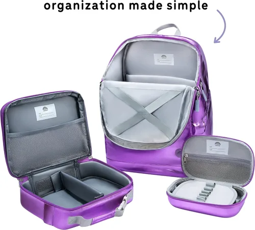 Vista 14 de Juego de mochila para niños de 16 pulgadas con bolsa de almuerzo aislada y estuche para lápices