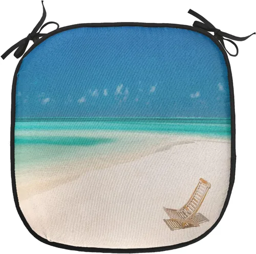 Vista 72 de Lunarable Cojín para silla costera, diván del desierto, descanso solitario, vacaciones, tropical, resort playa, ocio, asiento acolchado para cocina