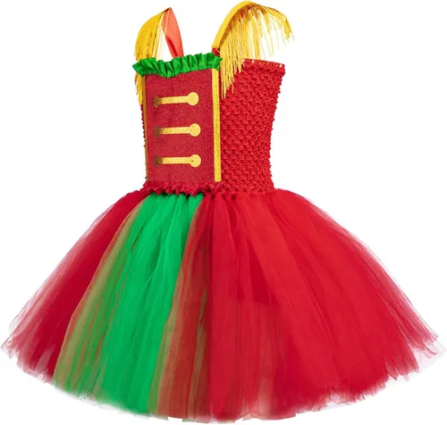 Vista 5 de Vestido de tutú de cascanueces de Navidad para niñas con sombrero, disfraz de Santa Cascanueces para Navidad, cumpleaños