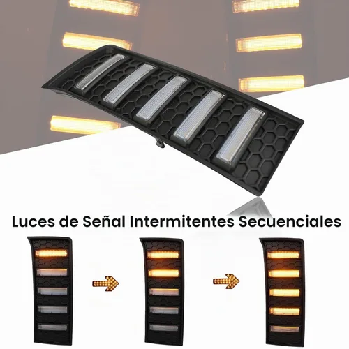 Vista 2 de Switchback - Lámpara LED antiniebla frontal color blanco/ámbar secuencial para correr durante el día, luz de parachoques LED, función de señal