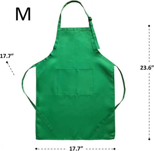 Vista 3 de Paquete de 6 delantales ajustables para niños y sombrero de chef para cocinar, hornear, pintura, arte, delantal para niñas y niños con 2 bolsillos