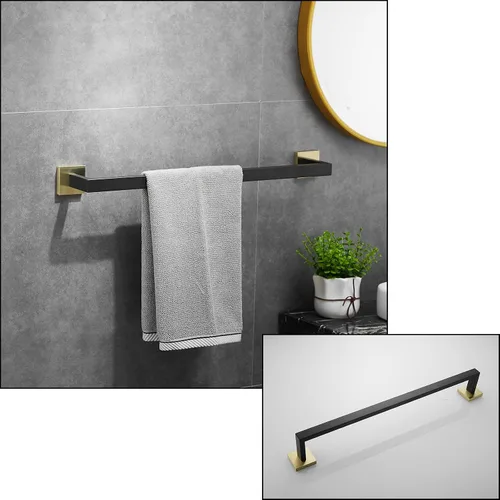 Vista 2 de Juego de accesorios de baño de 23.6 pulgadas, 2 ganchos para toallas, soporte para papel higiénico, soporte para toallas de mano, accesorios de baño
