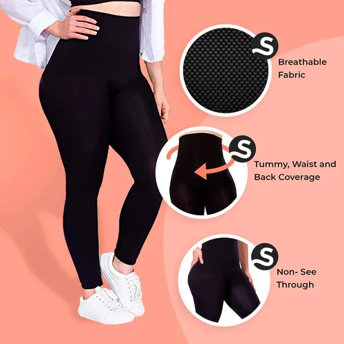 Vista 5 de Shapermint - Leggings moldeadores de compresión media de cintura alta para mujer