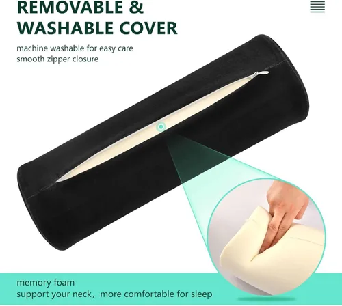 Vista 4 de Almohada de almohada cervical para el cuello, almohada redonda para espalda, almohada cilíndrica pequeña, soporte de espalda de espuma