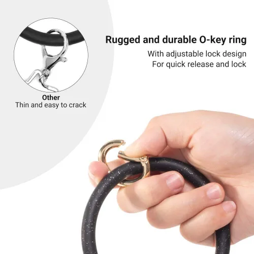 Vista 4 de Llavero pulsera de silicona con borla para mujer y niña, estilo cadena