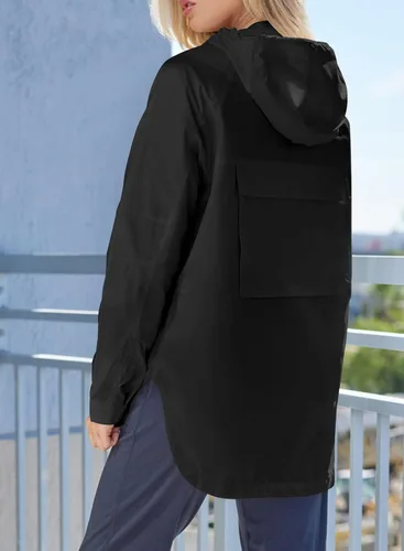 Vista 2 de Herseas Impermeable rompevientos ligero para mujer, impermeable, plegable, para exteriores, con capucha